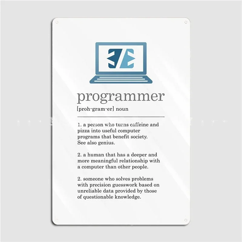Programmer Definition Metal Sign Club Bar Design Cinema Garage Plates Tin Sign Posters