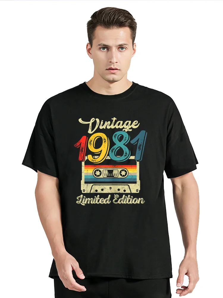 Vintage 1981 Limited Edition Cassette Tape T Shirt Summer Graphic Cotton Streetwear Short Sleeve Birthday Gifts T-shirt Men