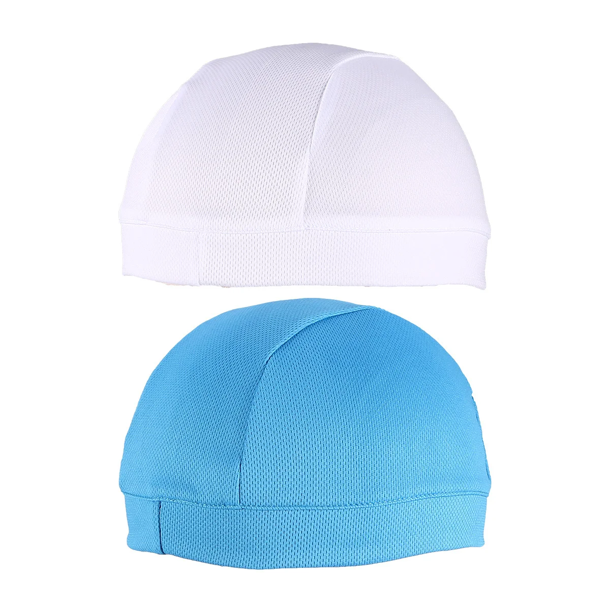 

2Pcs High Elasticity Quick Dry Cycling Beanie Sweatband Cap for Man Woman White Sky Blue Sports Quick Dry Cap