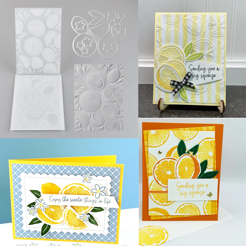 Sweet Citrus Hybrid 3D Embossing Folder & Matching Dies Pattern Scrapbooking Supplies Craft DIY Art Deco Background Photo Album