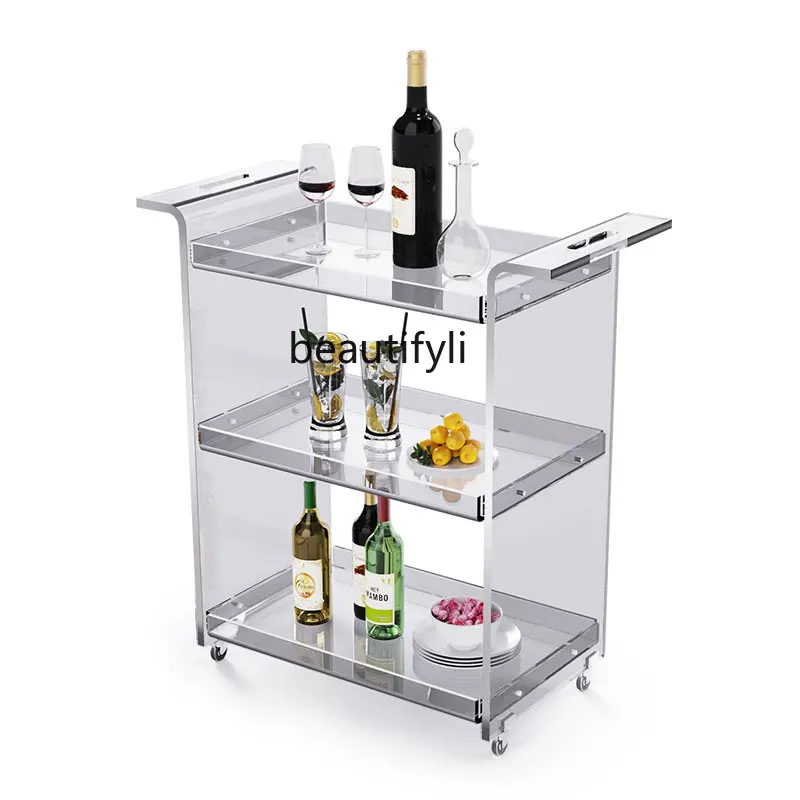 Simple Transparent Acrylic Trolley Rack Removable Living Room and Kitchen Bathroom Multi-Layer Storage Rack