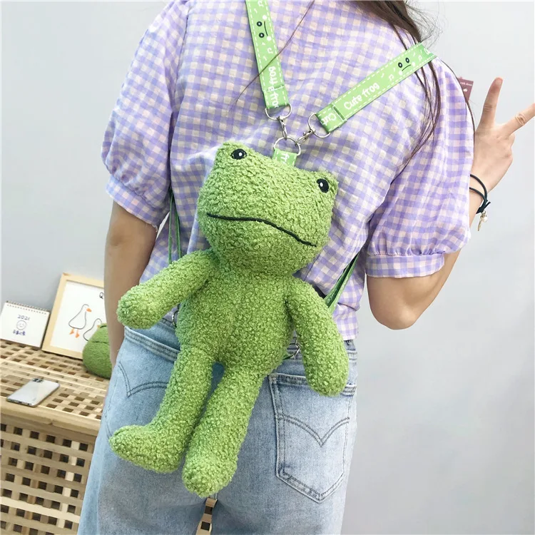 Cute Frog Plush Bag Toys Stuffed Animals Doll CrossBody Shoulder Bag Backpack Coin Purse Wallet Pouch Children Girls Boys Gift