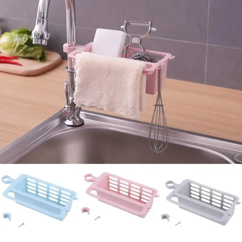 Home Kitchen Supplies Sink Sponge Cloth Drain Tool Creative Faucet Drain Storage Rack Does Not Require Punchin Sink Storage Rack