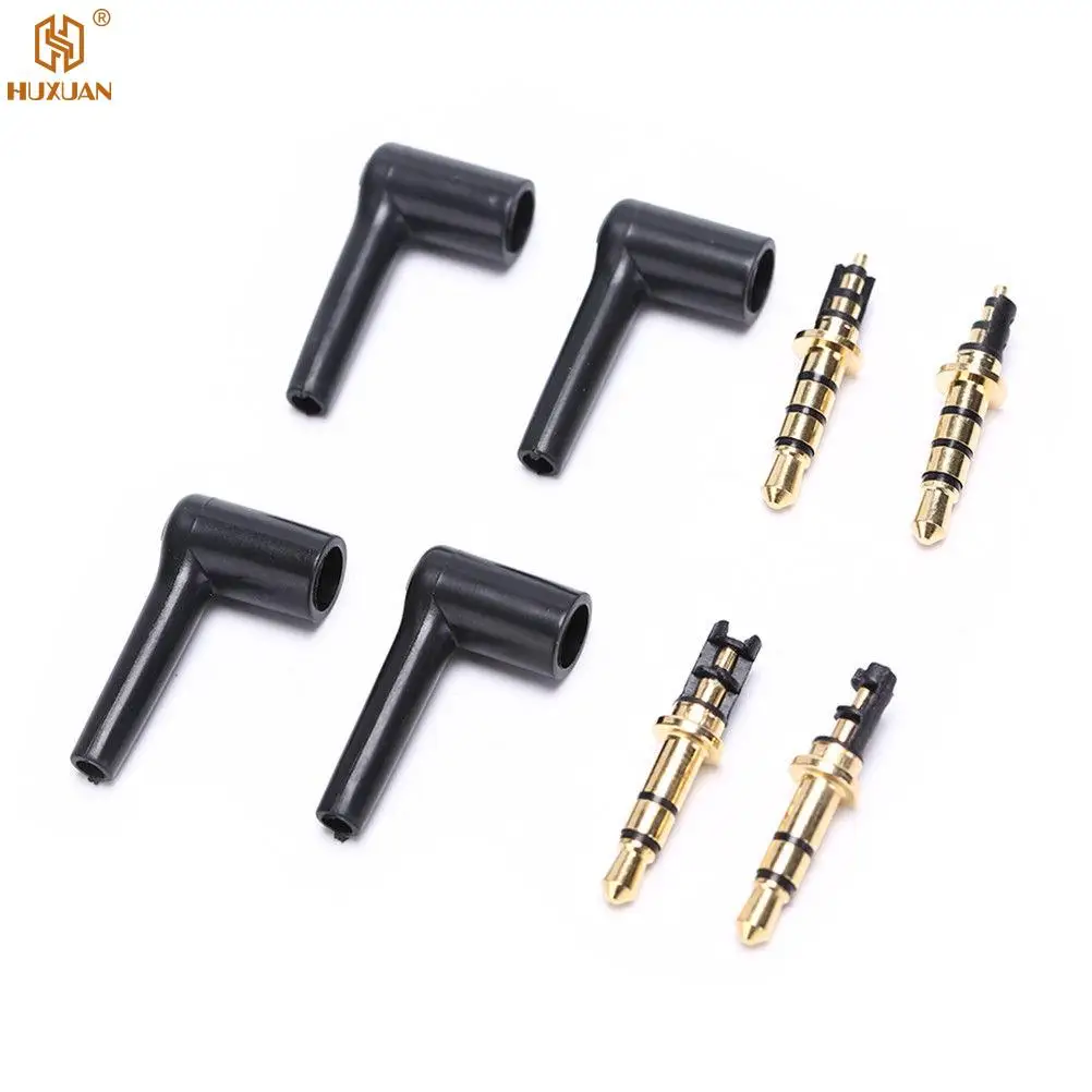 1/2PC 3.5mm Jack 4 Pole 3.5 Male 90 Right Angle L-shaped Stereo Headphone Plug Repair Earphone Jack Audio Soldering Connector