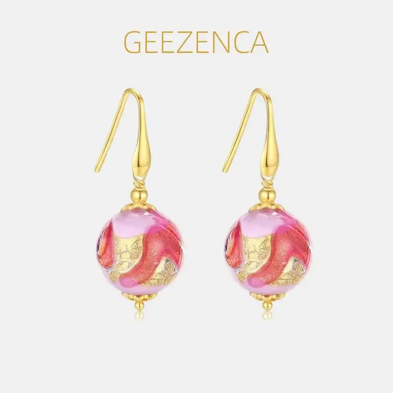 

GEEZENCA, серебро 925 пробы, золото 18 карат, переливающаяся глазурь, диско-шар, женские висячие серьги, итальянские модные изящные серьги-капли, роскошный подарок