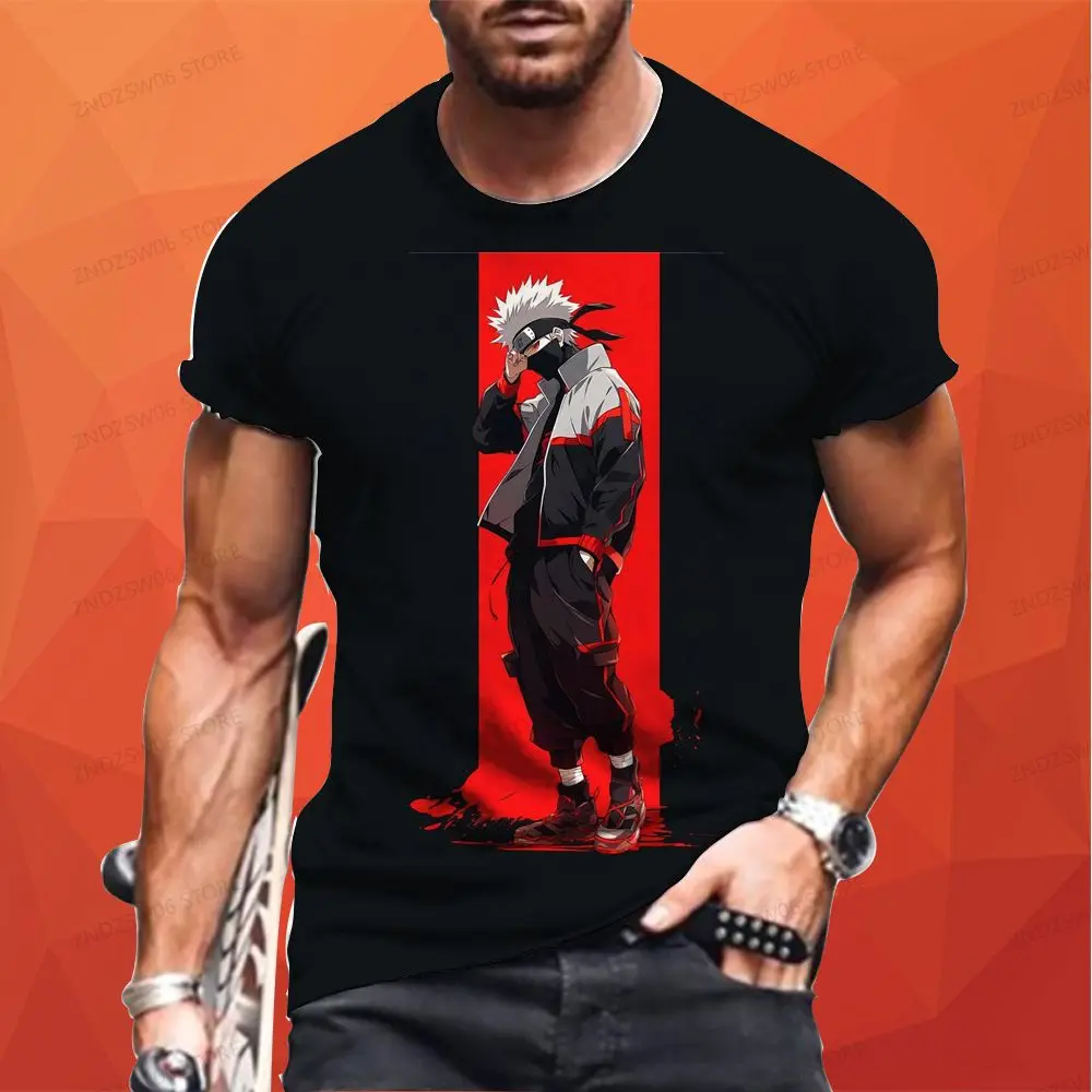 Camiseta Ninja de Naruto para hombre, camisa de Anime de gran tamaño, de secado rápido, de Hip Hop, Sasuke, Y2k, 110-6XL, de verano, 2024