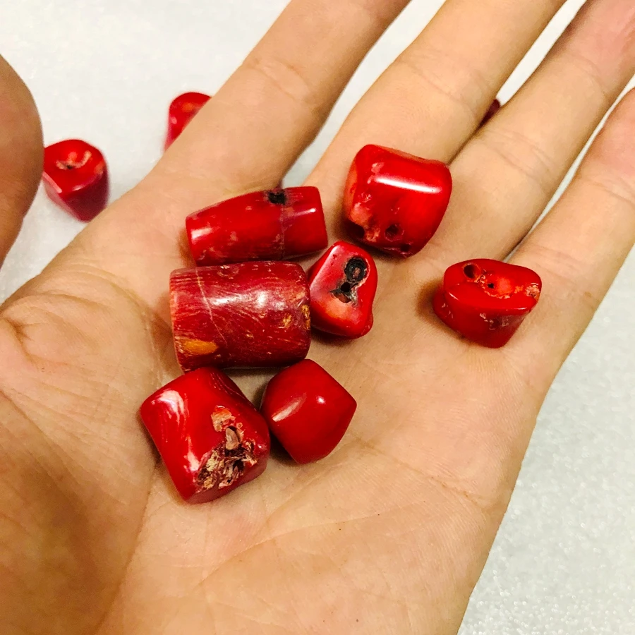 Wholesale AB Quality Natural Coral Beads 10pcs/pack Red Sea Bamboo Coral Loose Bead Pendant,for Jewelry DIY
