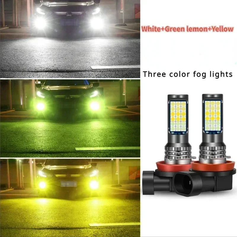 3030 Three-Color Fog Lamp Bulb Car Led Fog Lamp with Flashing Red Green Pink Blue Super Bright H3 H8 H11 9006 9005 H7 Modified