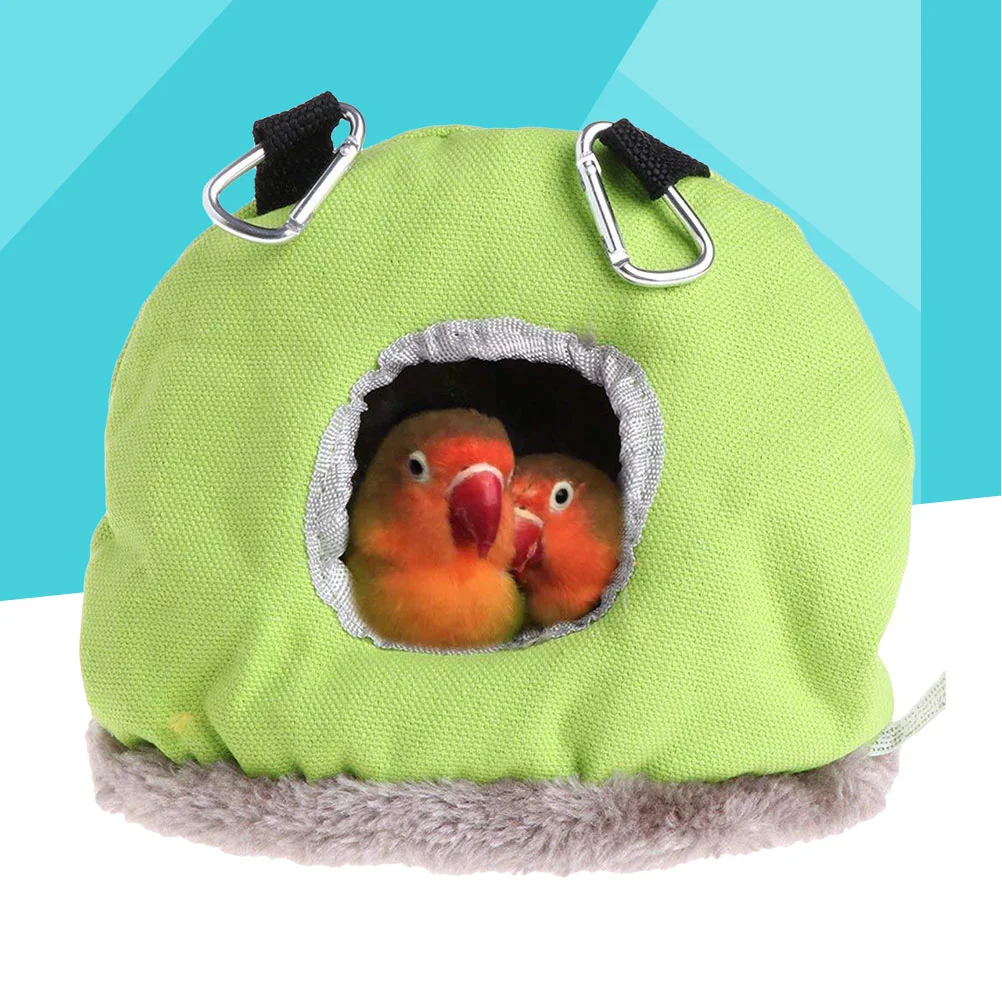 Bird Parrot House Winter Warm Bird Nest Creative Hanging Bed Cage Hammock for Parrot Small Pet (Green Small Size)