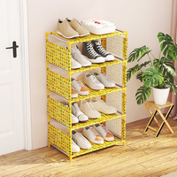 Cute Duck Fabric Shoe Rack 3/4/5 Tier - Foldable Dustproof Shoe Organizer for Kids Room, Space Saving Storage Cabinet