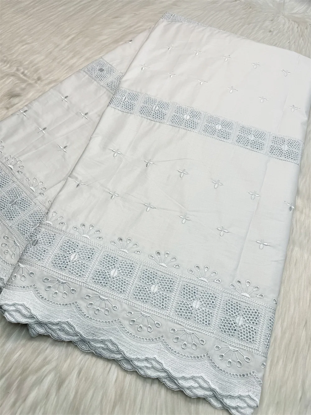 

African Lace Fabric Elegant Polish Cotton Eyelet Embroidery Cloth for Women Outfit Tailor Sewing Dry Handmade Designs CT16033