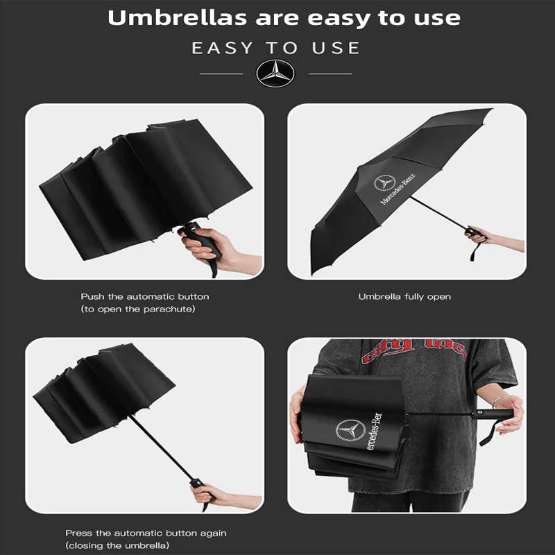 1Pcs Car Accessories Auto Logo Portable Folding Umbrella For Mercedes Benz AMG W203 W206 W220 W205 W211 W212 W201 W210 W168 GLC