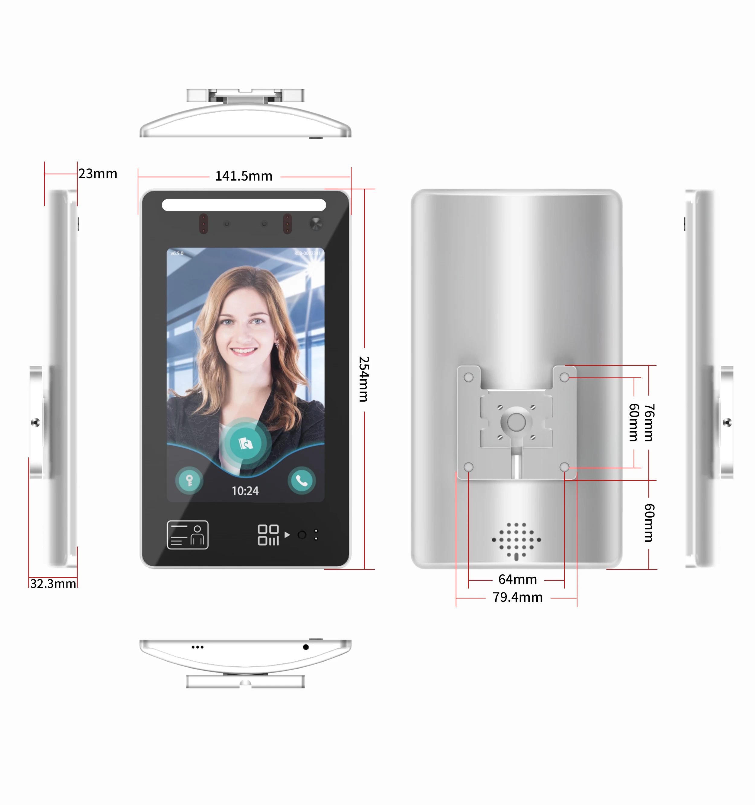 Relógio de tempo biométrico da impressão digital, máquina do comparecimento do reconhecimento de cara desenvolvimento da função máquinas do equipamento da exibição de tft lcd