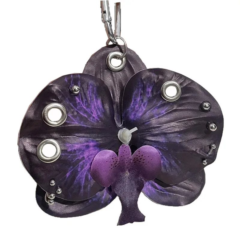 Simulation Flower Orchid Lily Keychain Backpack Decoration Gifts Simulation Flower Keyring Colorful Flower Bag Pendant