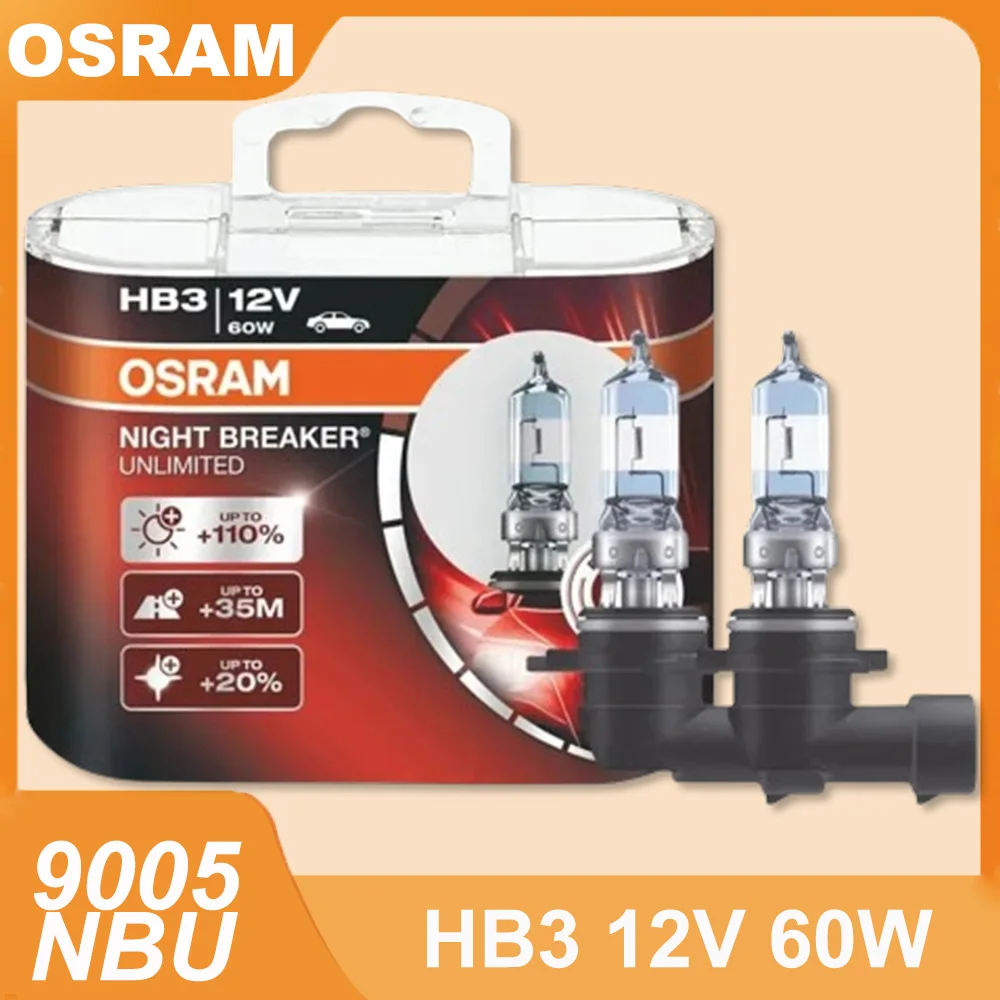 

OSRAM Night Breaker Unlimited HB3 12V 60W 9005NBU Bright White 3900K Car Headlight Fog Light Genuine Halogen Lamp