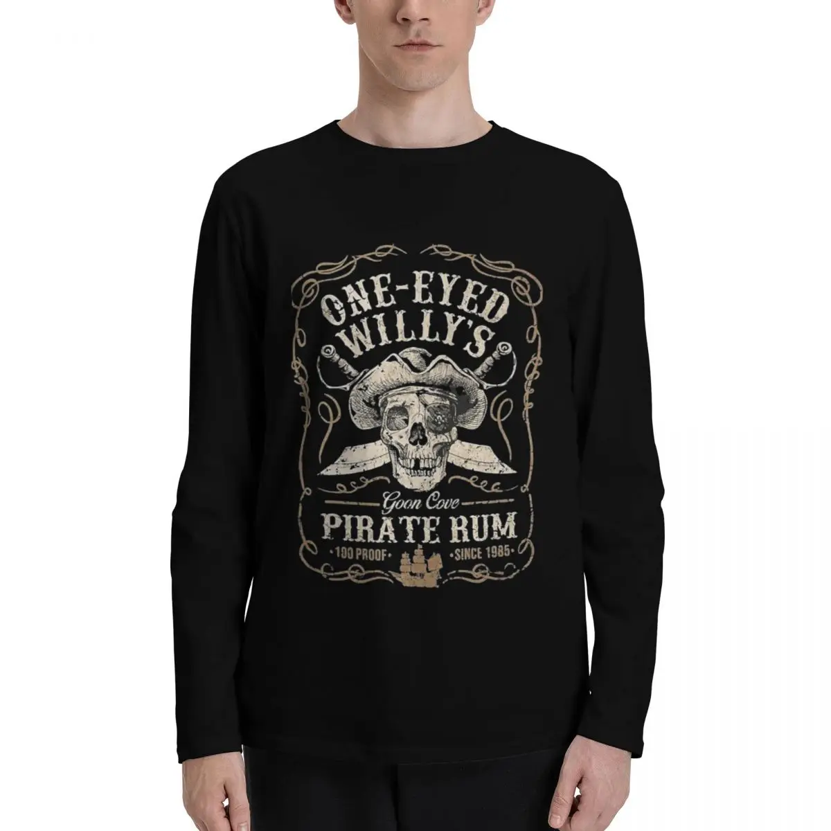 

One_Eyed_Willy Men's Long Sleeve Cotton T-Shirt - Soft, Breathable, and Perfect for Casual and Layered Outfits