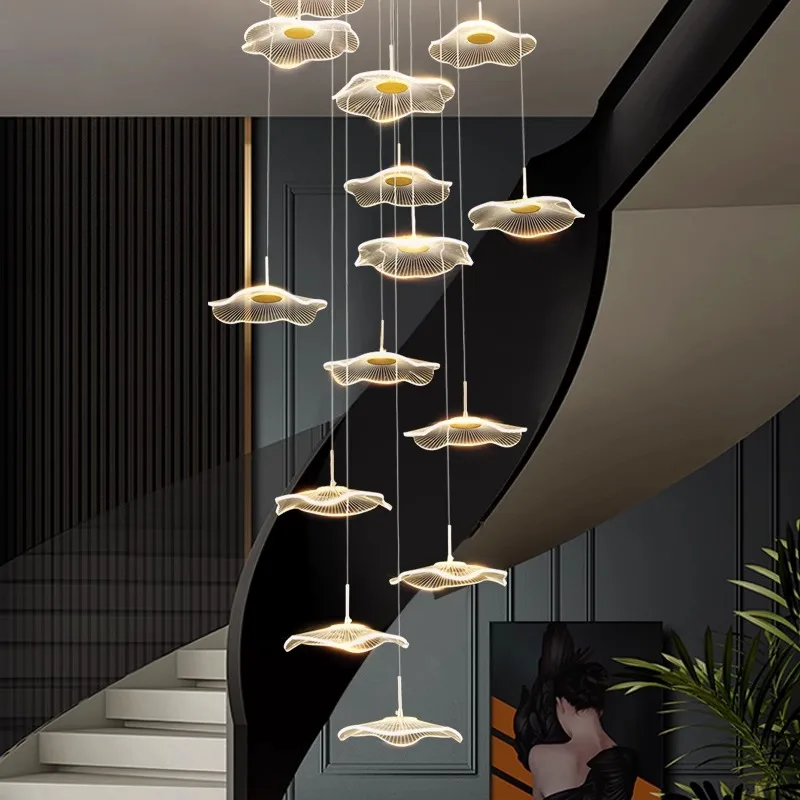 Imagem -03 - Modern Crystal Chandelier For Home Decoration Stair Pendant Lamp Living Room Pendant Lights Iluminação Interior