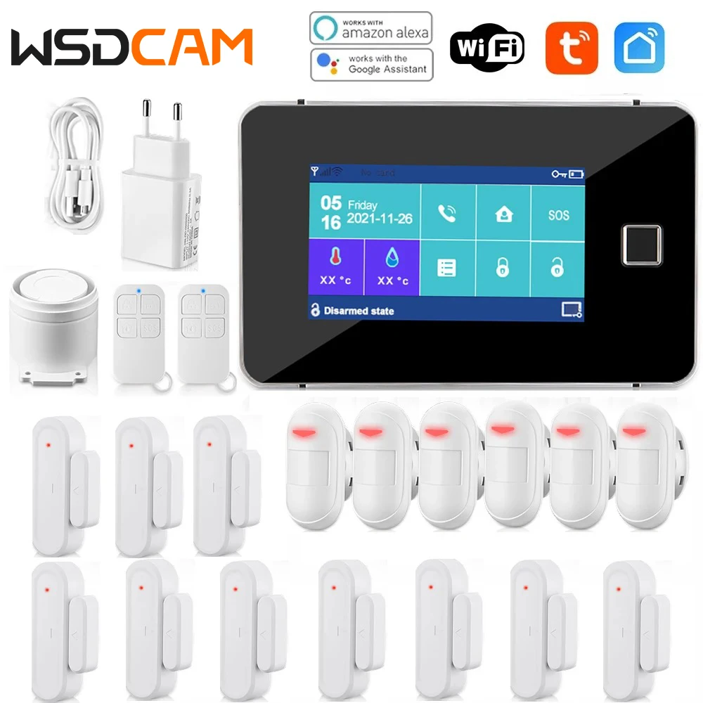 WSDCAM-sistema de alarma inteligente para el hogar, kit antirrobo con Sensor de movimiento, Control remoto para Alexa y Google, Tuya, WiFi, GSM