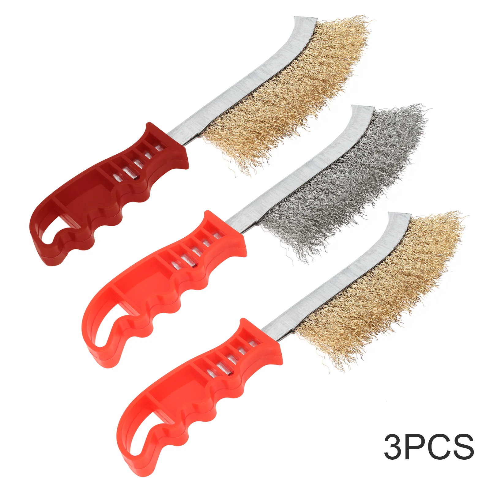 3pcs/set Brushes Steel / Nylon / Brass Wire for Cleaning Welding Slag / Rust Scrubbing / Automotive