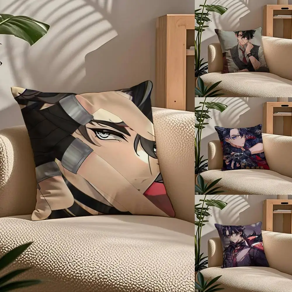 

Anime W-W-Wriothesley Pillow Case Comfort Sofa Bed Silky Elegant Invisible Zipper Custom Decorative Cushion Cover