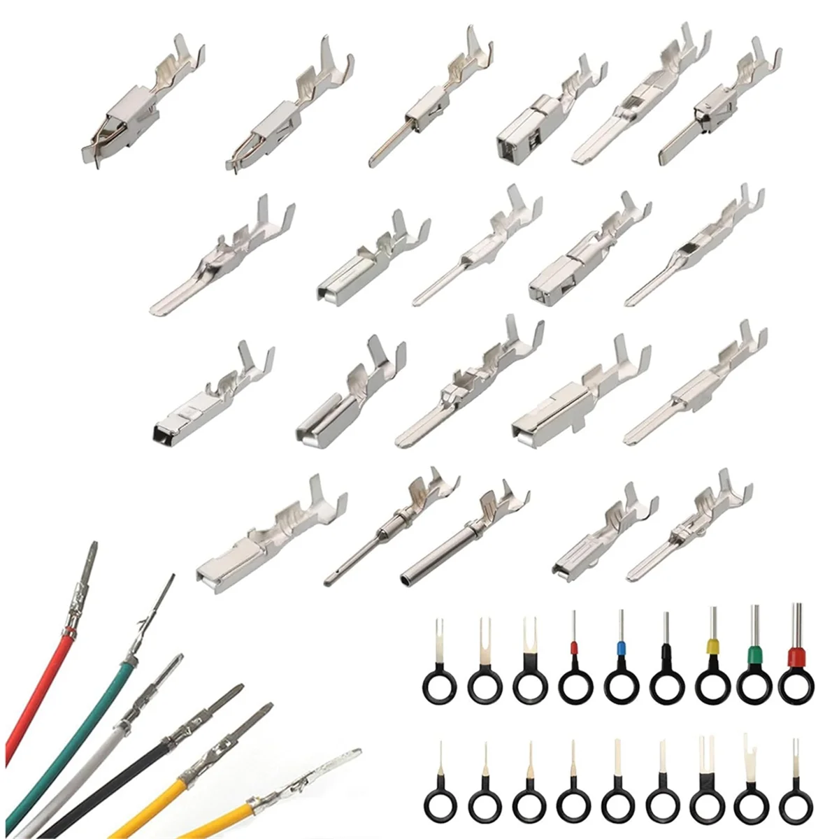 340Pcs 1/1.5/1.8/2.2/2.8/3.5mm Terminal Pins Wire Harness Pin Male Female Automotive Electrical Connector Kit Car Wire