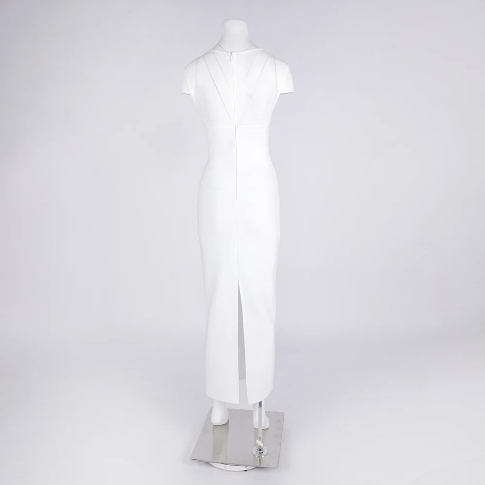 2025 verão branco bandage vestido tule inset feminino verão sexy elegante longo aniversário noite clube vestidos de festa alta elástica