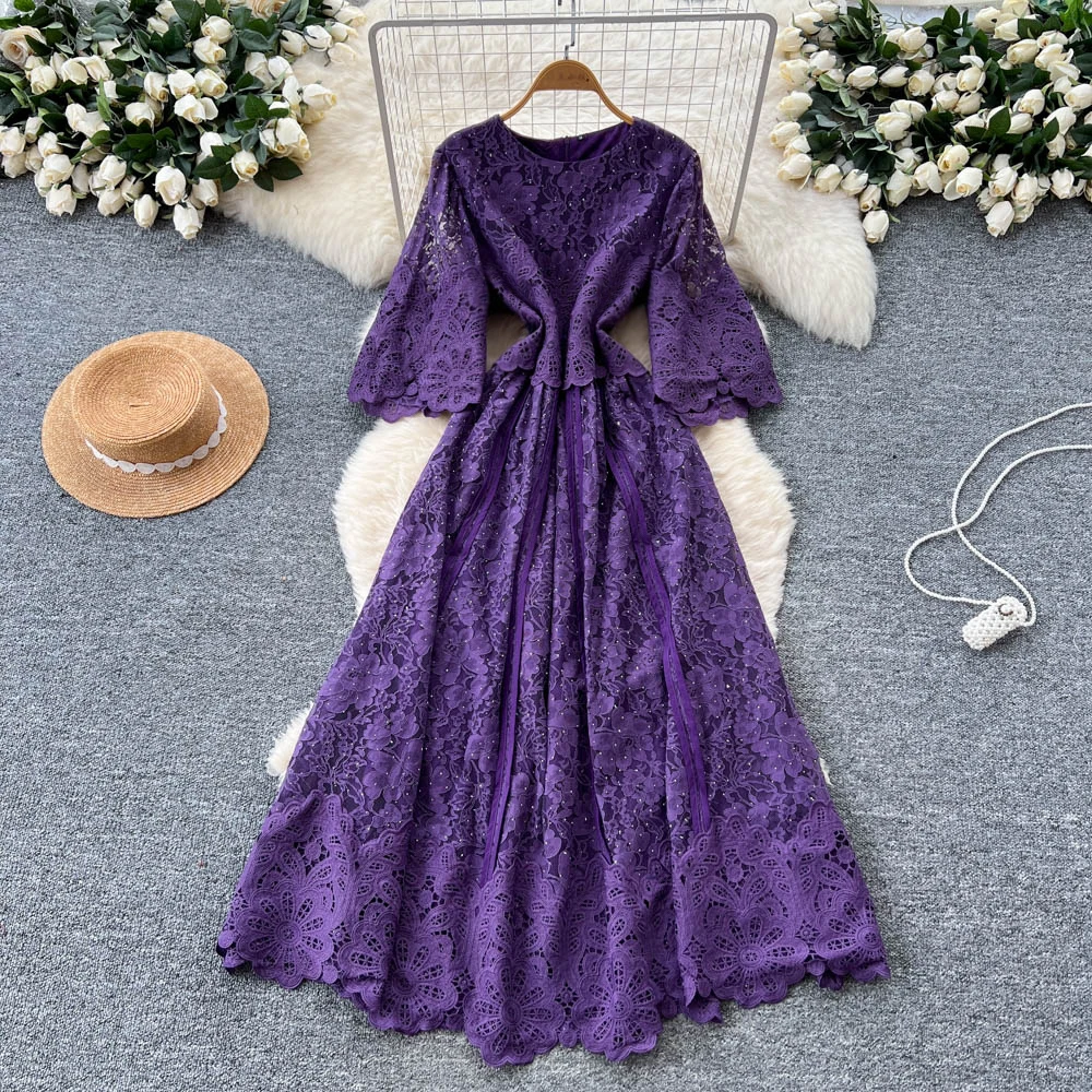 Robe moulante élégante en dentelle strass, Slim, Club de fête, Vesditod, Vintage, mode coréenne, vêtements pour femmes