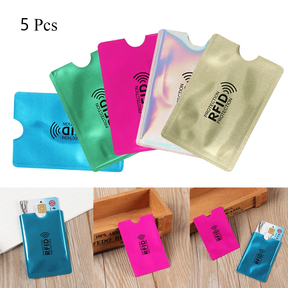 5Pcs Smart Bank Aluminium Anti-theft Protect Case Cover RFID Blocking Card Holder Sleeve Wallet