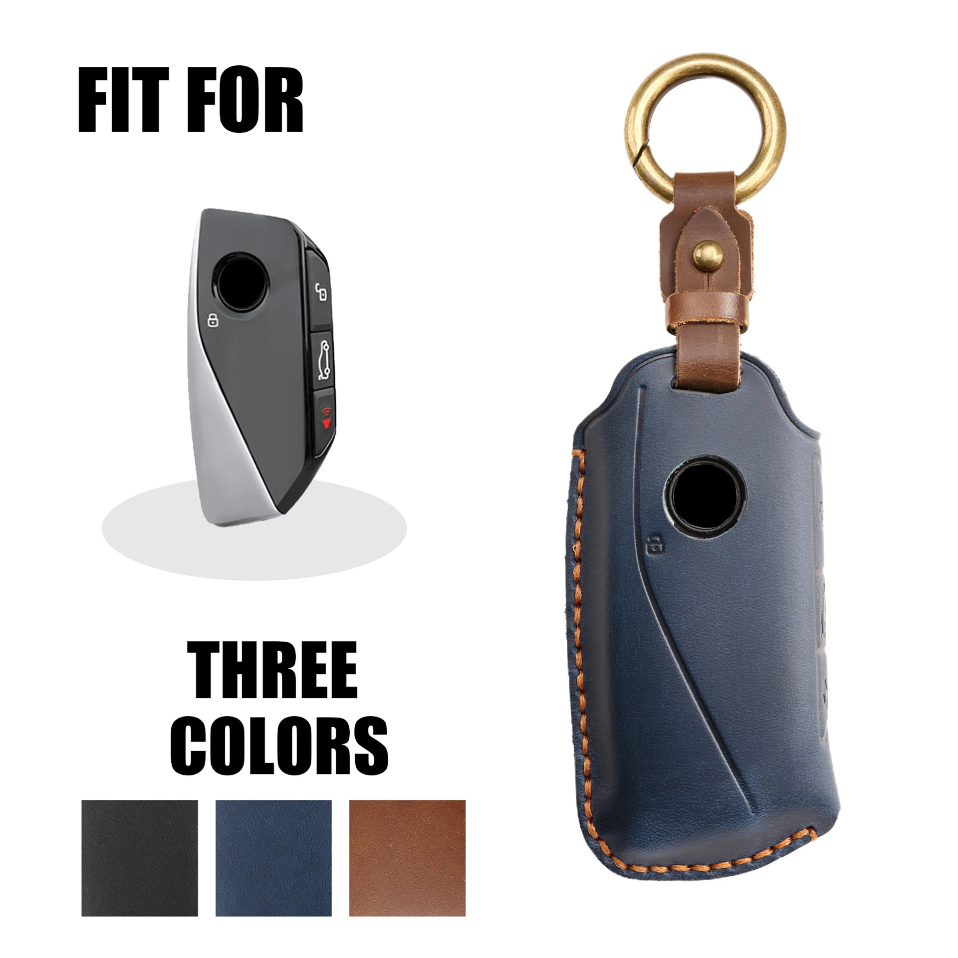 

Leather Car Key Case Cover Shell Fob For BMW i7 X7 G07 LCI iX I20 X1 U11 7 Series G70 G09 XM U06 G81 M3 Smart Key Protect Shell