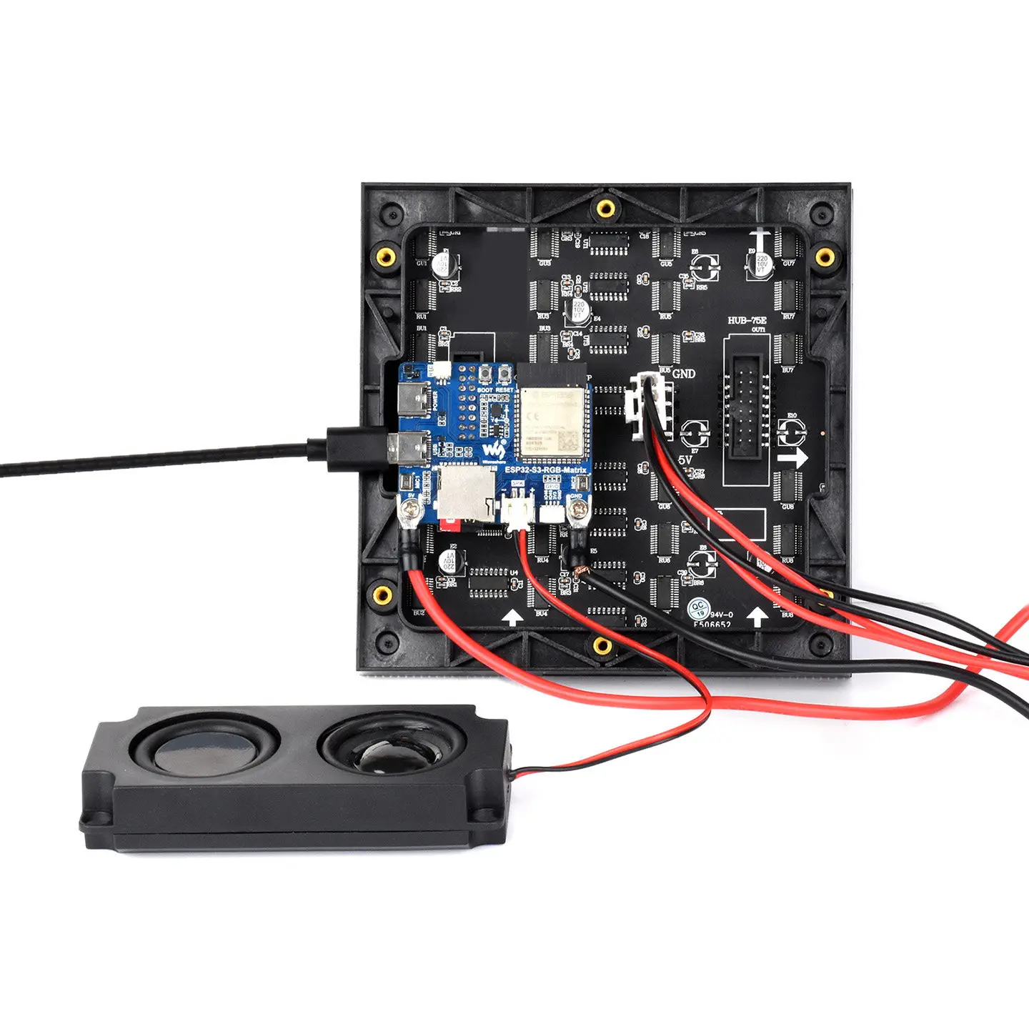 ESP32 S3 RGB Matrix LED Driver Board, Dot Matrix Display, Dual Microphones, AI Voice Interaction