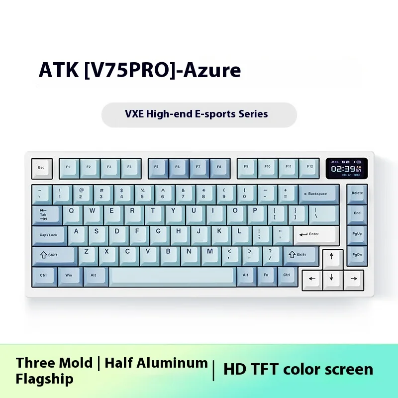 

Atk Vxe V75pro Esports Keyboard 81 Keys Three Mode Mechanical Keyboard Pbt Key Cap Full Key Hot Swappable Custom Gaming Keyboard