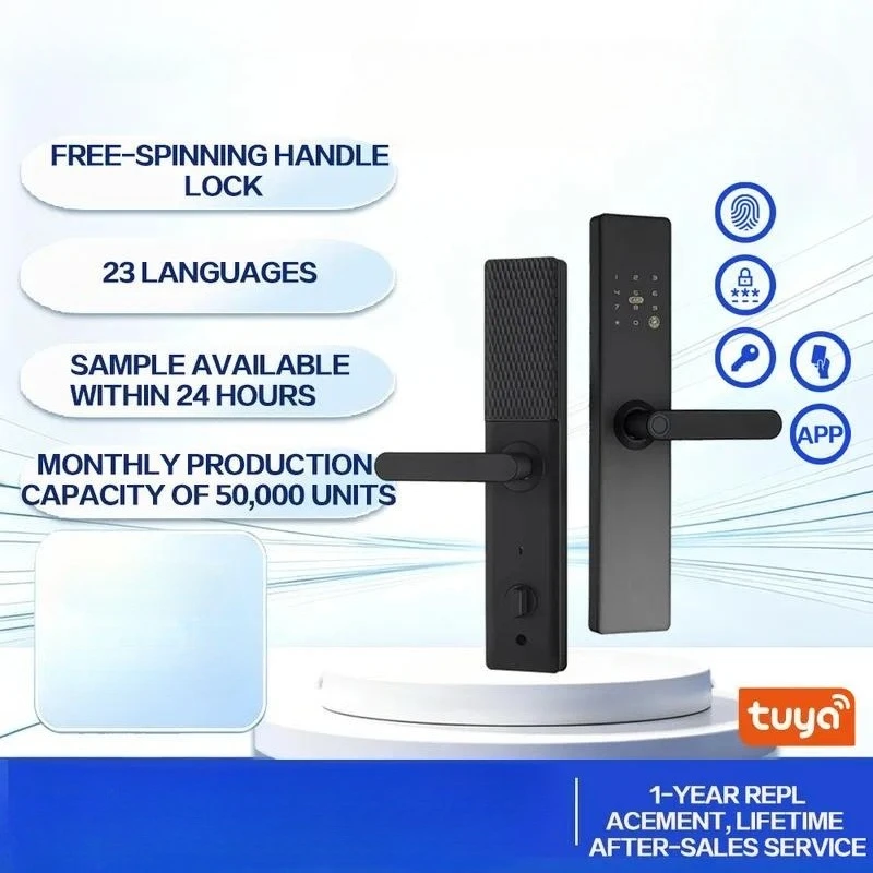 Semi Automatic Smart Fingerprint Password Door Lock Home Apartment Hotel One Grip Open Free Punching Factory Direct