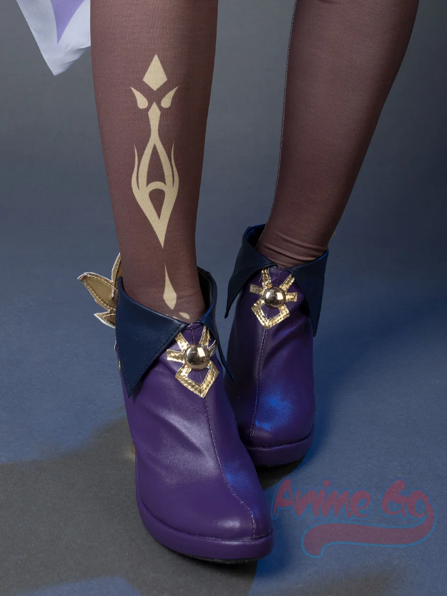 Game Genshin Impact Keqing Cosplay Shoes Women Purple Ankle Boots C00107