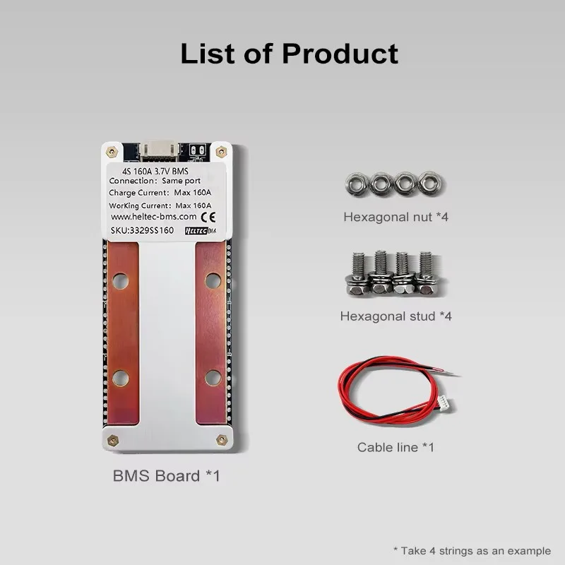 لوح حماية بطارية ليثيوم Heltecbms 3V 4S 120A 160A 200A لبطاريات NCM/LFP مع حماية متوازنة لدرجة الحرارة