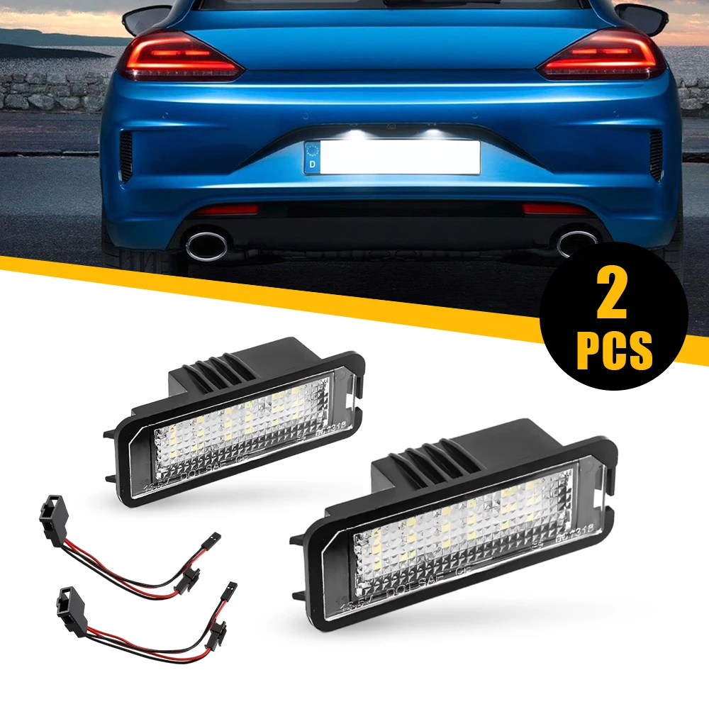 

2Pcs Rear LED License Plate Light White Super Bright For VW Eos Golf Lupo Passat Phaeton Polo Number Light Direct Replacement