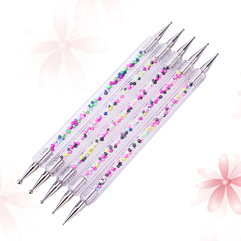 

5pcs Dotting Pen Colorful Double-Headed Acrylic Rhinestone Picker Manicure Nail Art Tool Stainless Tip For Beads Fixing Dotting