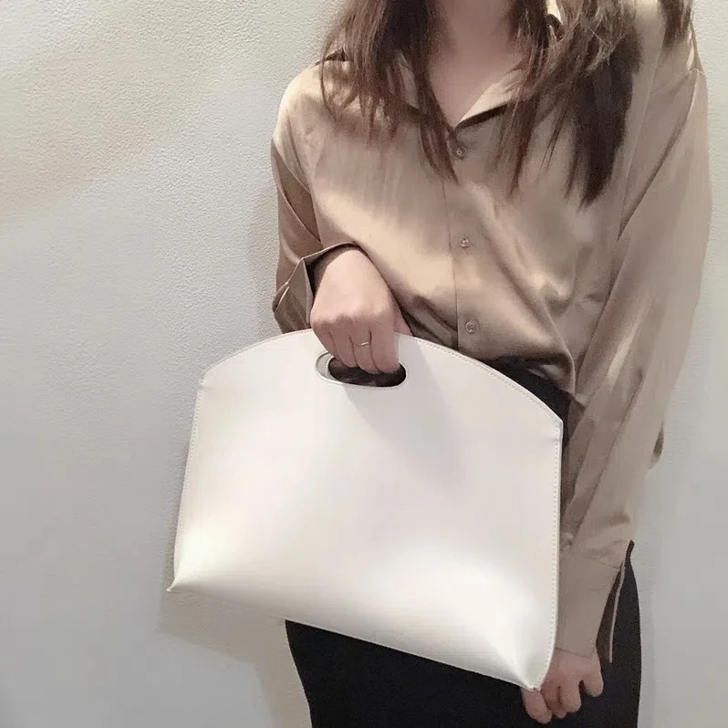 Women Bag PU Retro Casual Business Korean Version Simple Fashion Handbag Large Capacity Briefcase