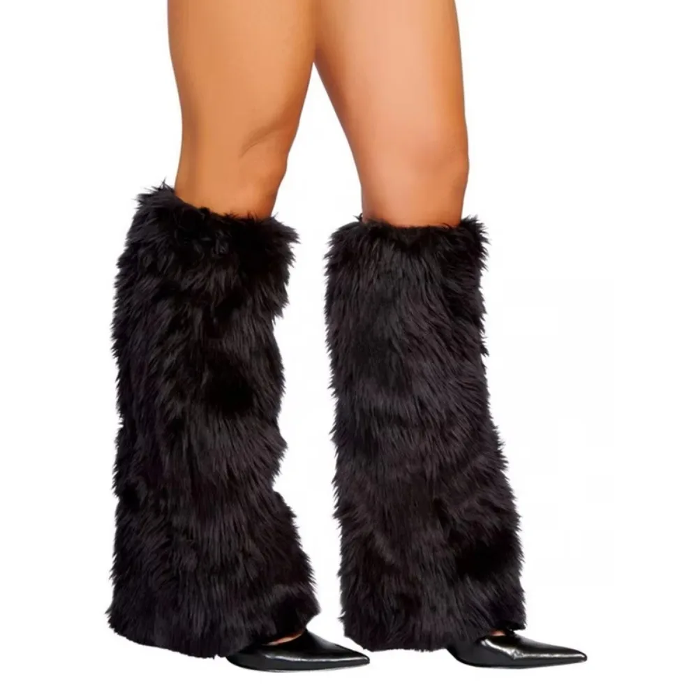 

Soft Fluffy Faux Fur Leg Warmers Solid Color Thick Knee High Boots Cover Elastic Comfortable Long Fuzzy Foot Covers Boot Toppers