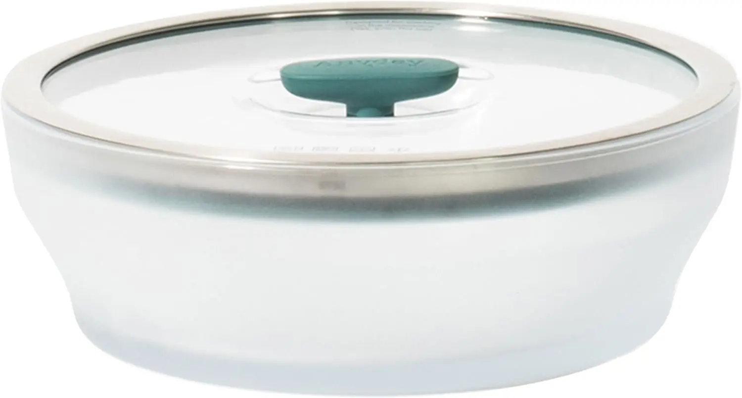 7-Cup Microwave Cookware with Glass Lid, Stackable Airtight Steamer for Reheating & Steaming Vegetables, Plastic-Free