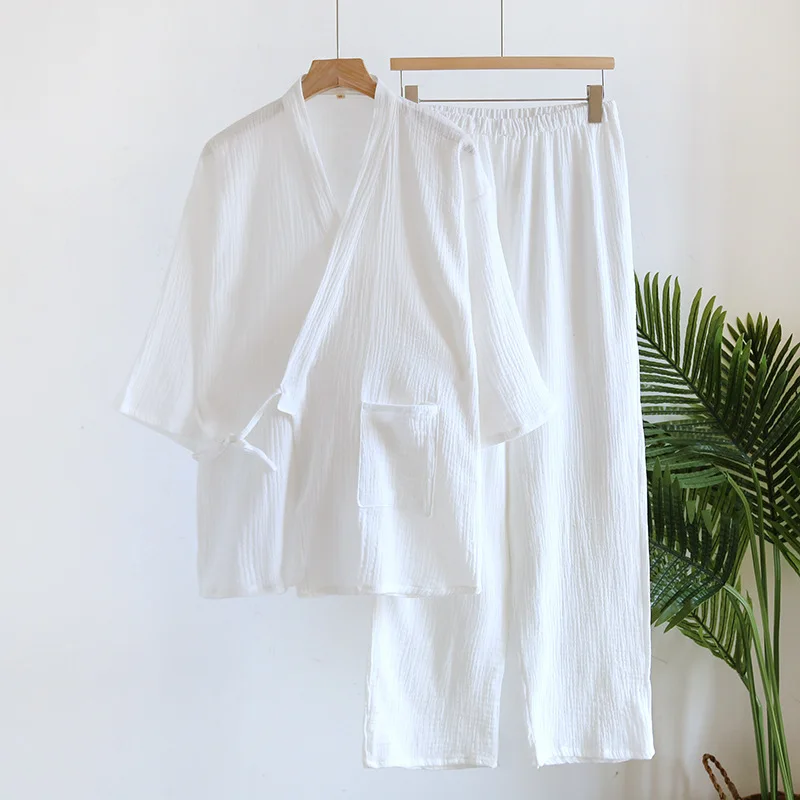 

Chinese Hanfu Kimono Yukata Men Traditional Ancient Style Loungewear Set 100% Pure Cotton Loungewear Set Sleepwear Clothing