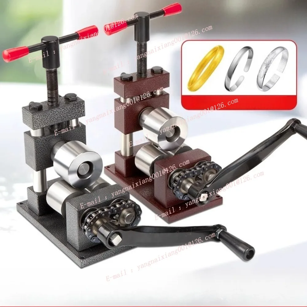 Jewelry Bending Machine Manual Rolling Mill with 56mm 18mm Rollers Hand Crank Ring Bender Tool Jewelry Processing and Repair
