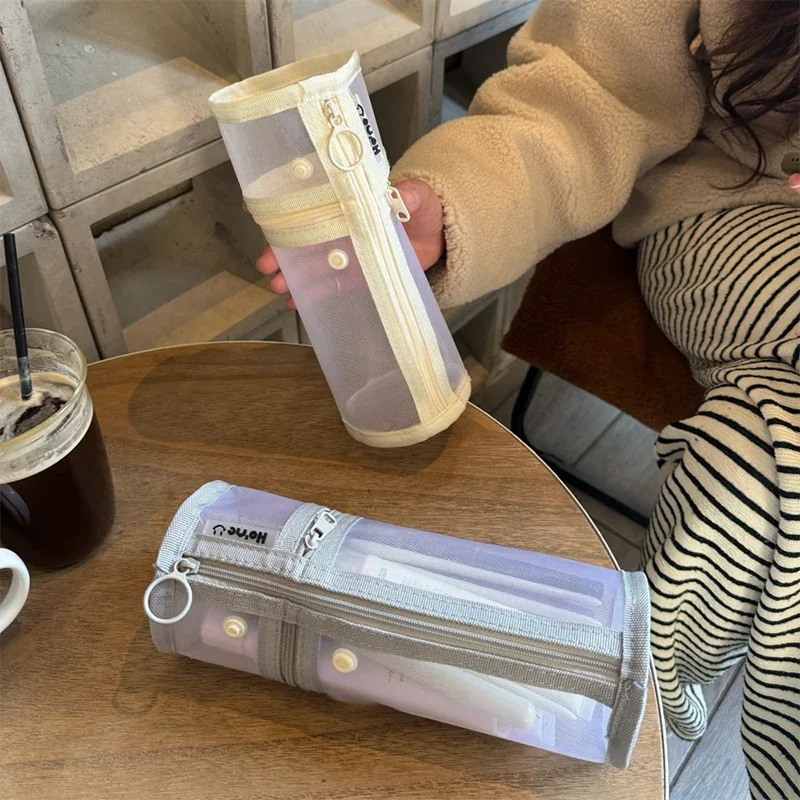 

Портативная сумка для ручек, чехол для кистей, простая сетчатая сумка для хранения кистей для макияжа, держатель ведра для кистей большой емкости, дорожная сумка-стойка