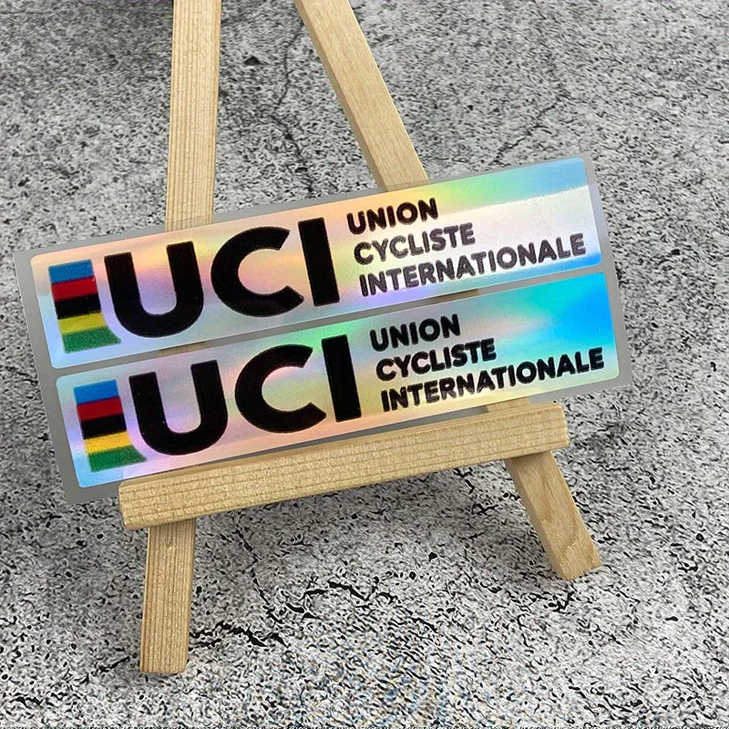 2Pcs UCI Certified Laser Cut Bike Seat Bar Sticker, UV Gradient Rainbow Waterproof Scratch Resistant Vinyl Decal view 4