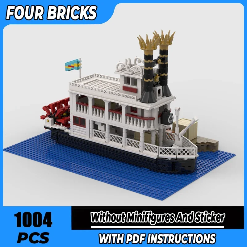 

Moc Building Blocks Mark Twain River Boat Technology Modular Bricks Model Gifts Christmas Toys DIY Sets Assembly