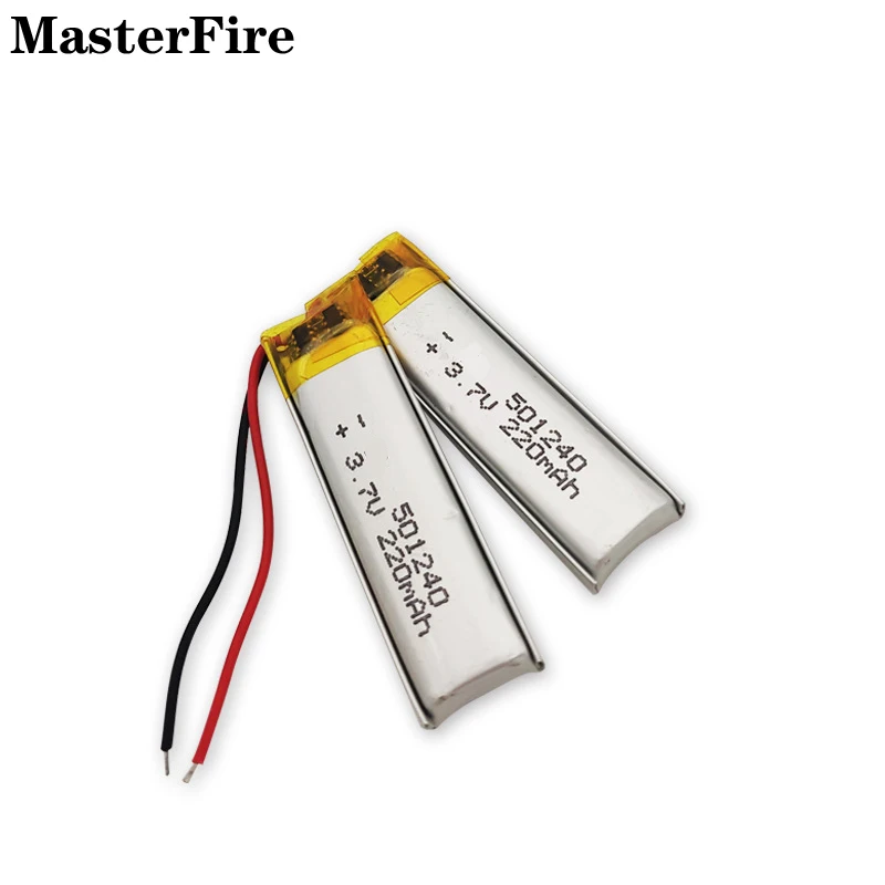 

2x 3.7V 220mah Rechargeable Lithium Polymer Battery 501240 for Bluetooth Headset Smart Watch Recording Pen Tablet PC Batteries