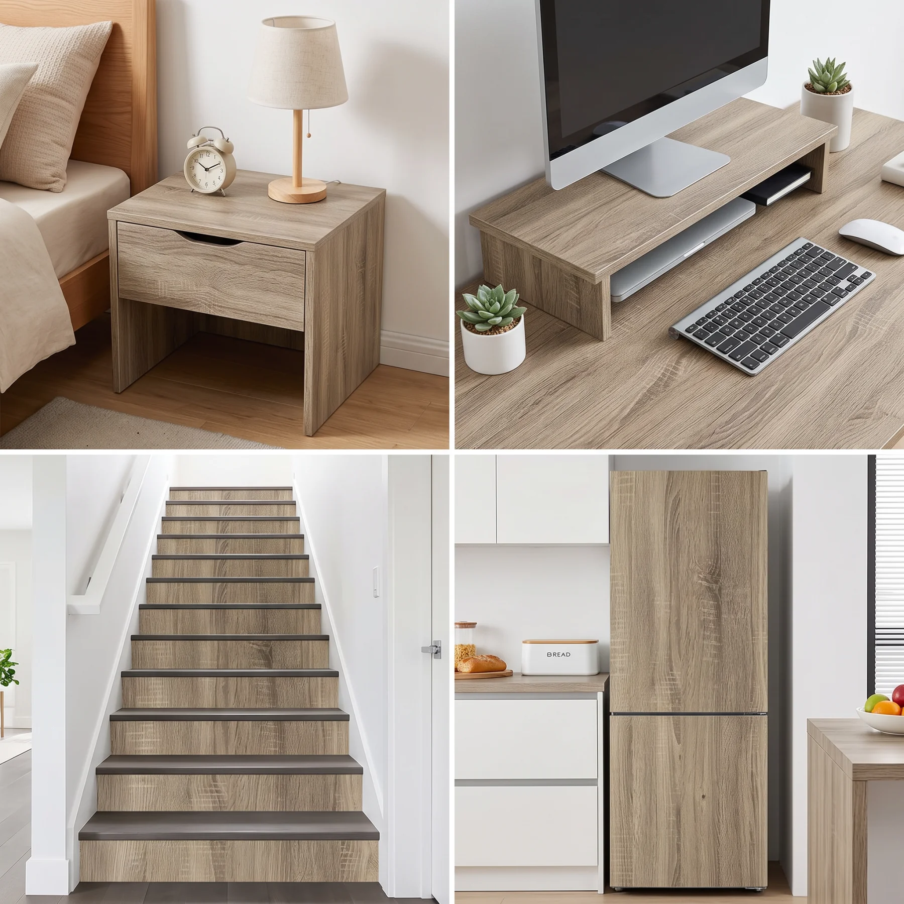 Light Brown Wood Grain Self-Adhesive Wallpaper Use For Home Decoration Easy To Stick Suitable For Cabinet Bathrooms And Kitchens