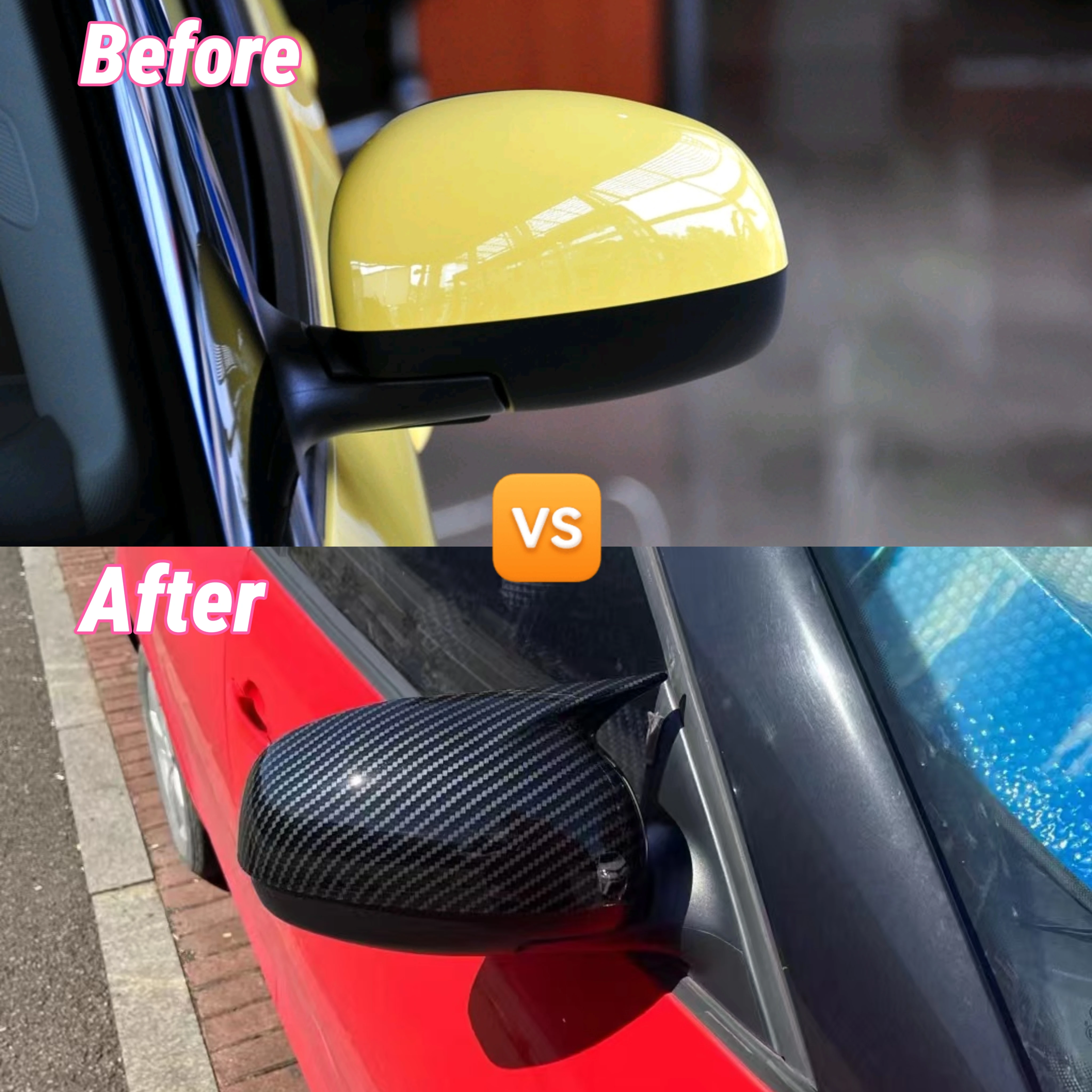 For Skoda Fabia 2008 2009 2010 2011 2012-2014 ABS Car Rearview Side Mirror Cover Wing Cap Exterior Door Trim Adhesive Sticker view 3