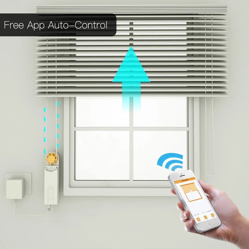 MOES Automatic DIY Smart Motorized Chain Roller Blinds Drive Motor Powered By Charger Build-in Bluetooth APP Control