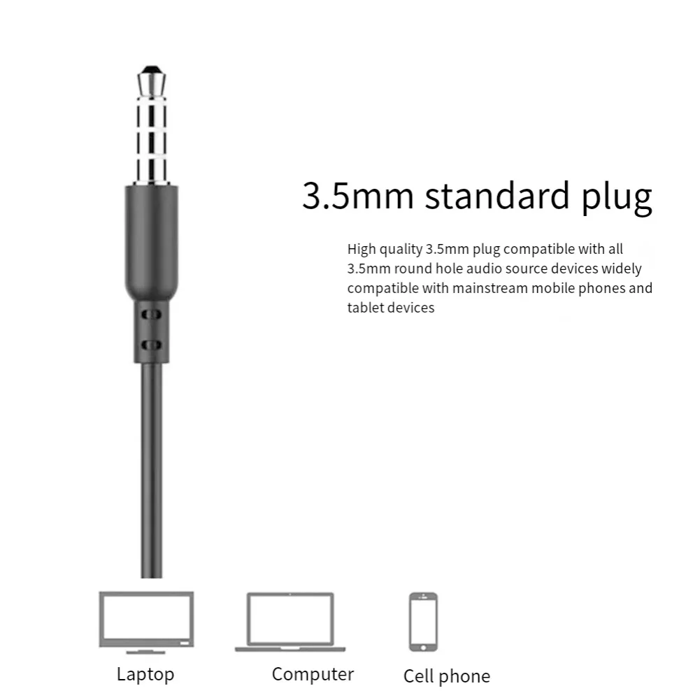 1PC bedrade hoofdtelefoon met ingebouwde microfoon 3,5 mm plug HIFI audio voor mobiele telefoon computer elektronische productaccessoires