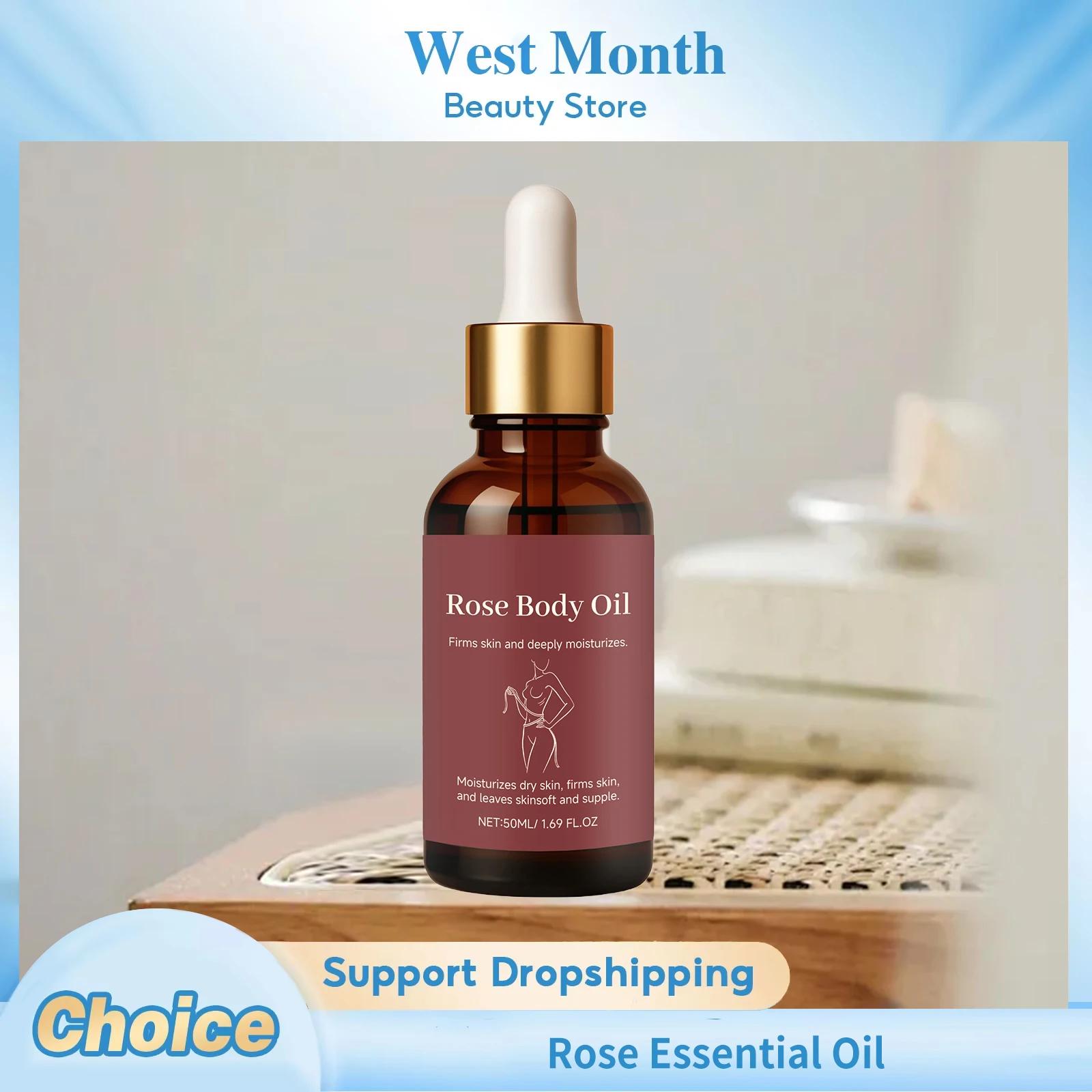 

Rose Firming Essential Oil Nourishing Dry Skin Improve Sagging Glowing Rejuvenating Arms Belly Chest Thighs Body Tightening Oil